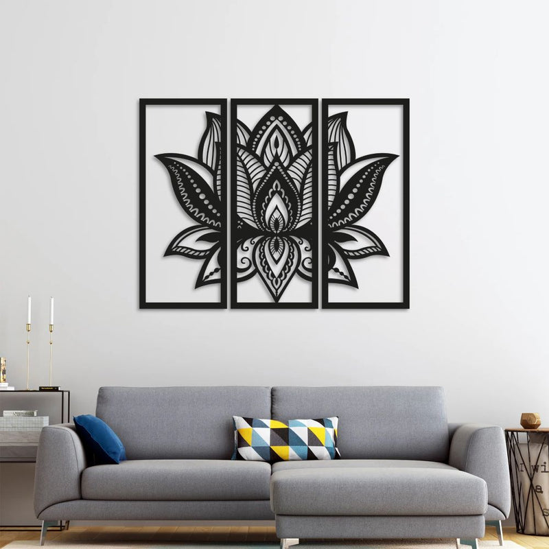 Üç Parça Lotus Metal Duvar Dekoru
